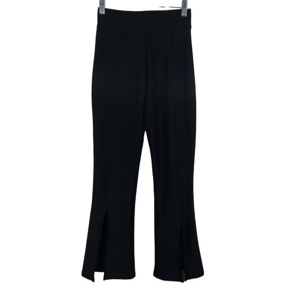 L Becco Women's Black Front Slit Flare 7/8 Ankle Yoga Leggings Pants NWT S - Picture 1 of 7